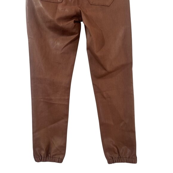 Paige Mayslie Coated Denim Joggers Women 27 Brown Classic Office Stretch Western - Picture 9 of 16